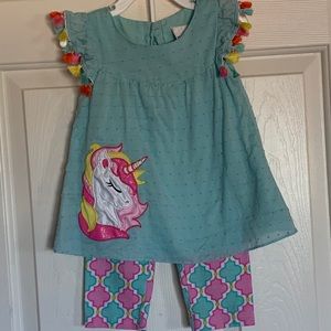 2 piece 3T girls crop pants and summer shirt